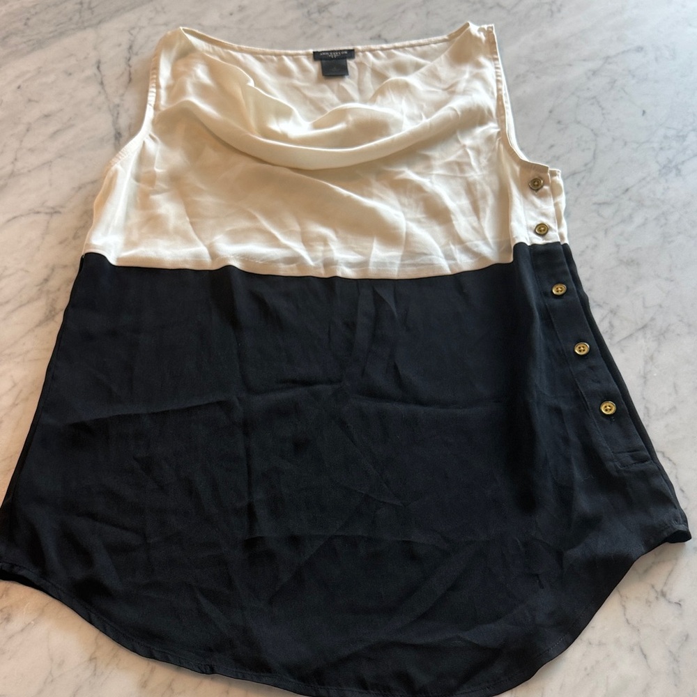 Ann Taylor Two-Tone Sleeveless Blouse